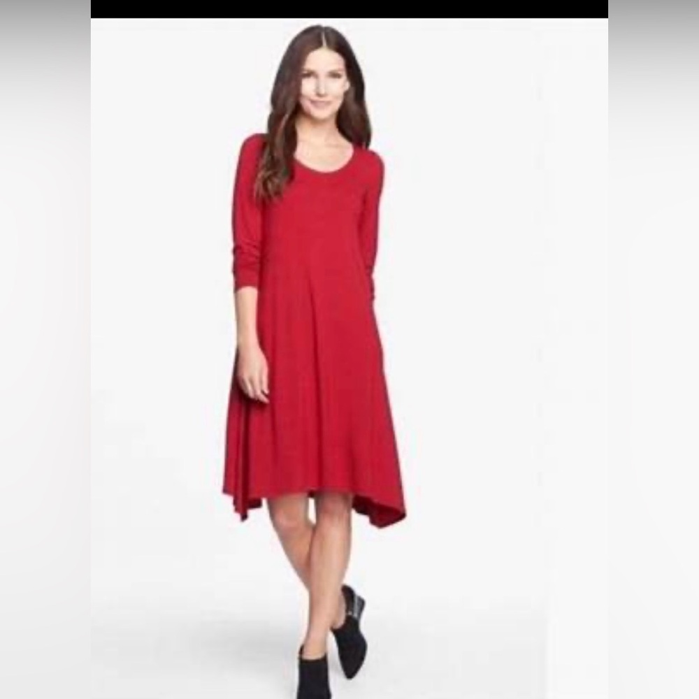 Eileen Fisher dress, size Large, deep red.